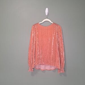 Sezane  Silk Blend Velvet Blouse Pink 36 NWOT